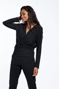 Thumbnail for Studio anneloes milou ls pinstripe shirt zwart