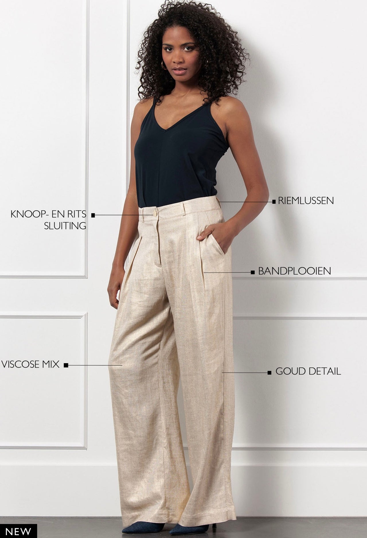 Studio Anneloes Riley gold linen trouwers