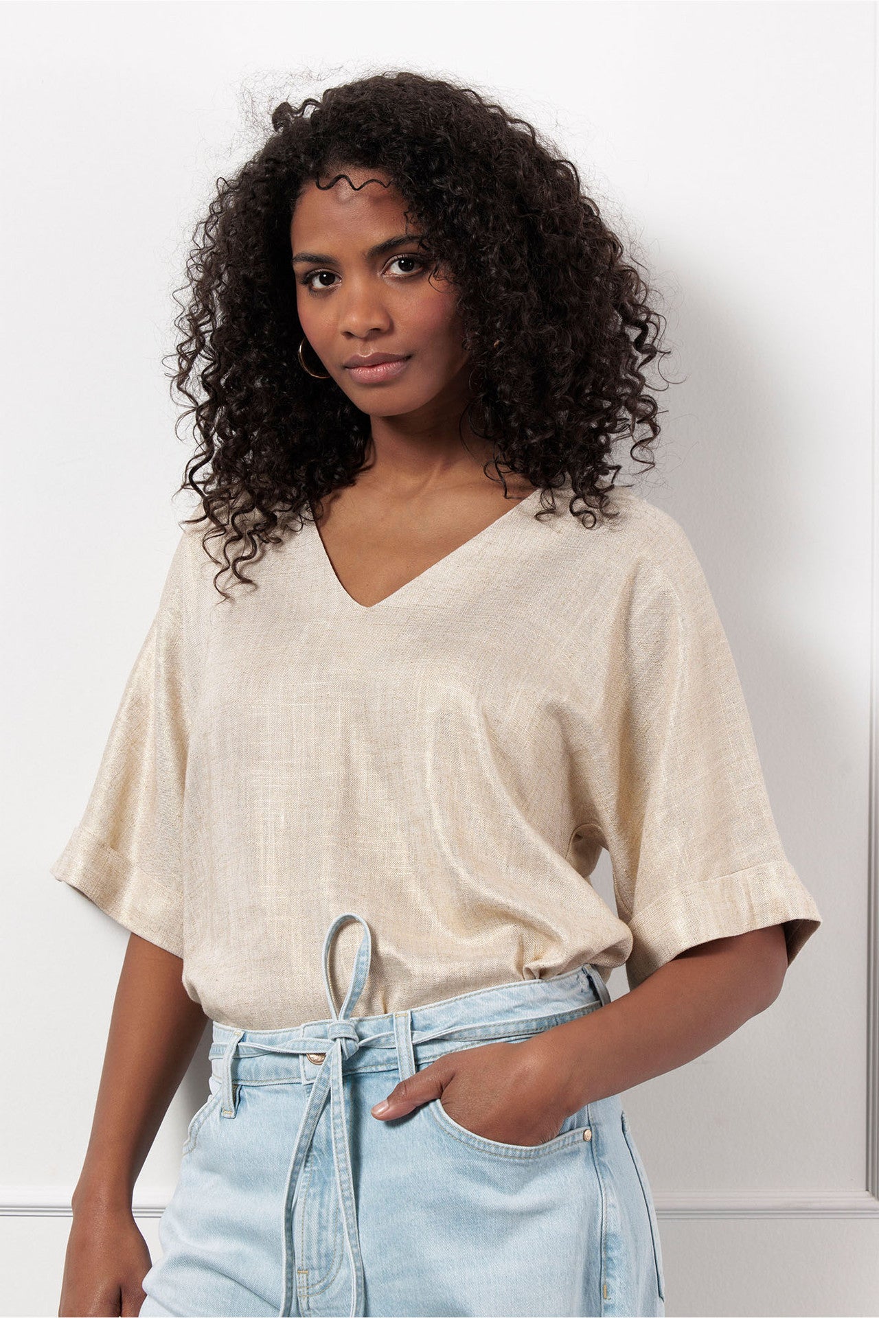 Madison gold linen top Studio Anneloes