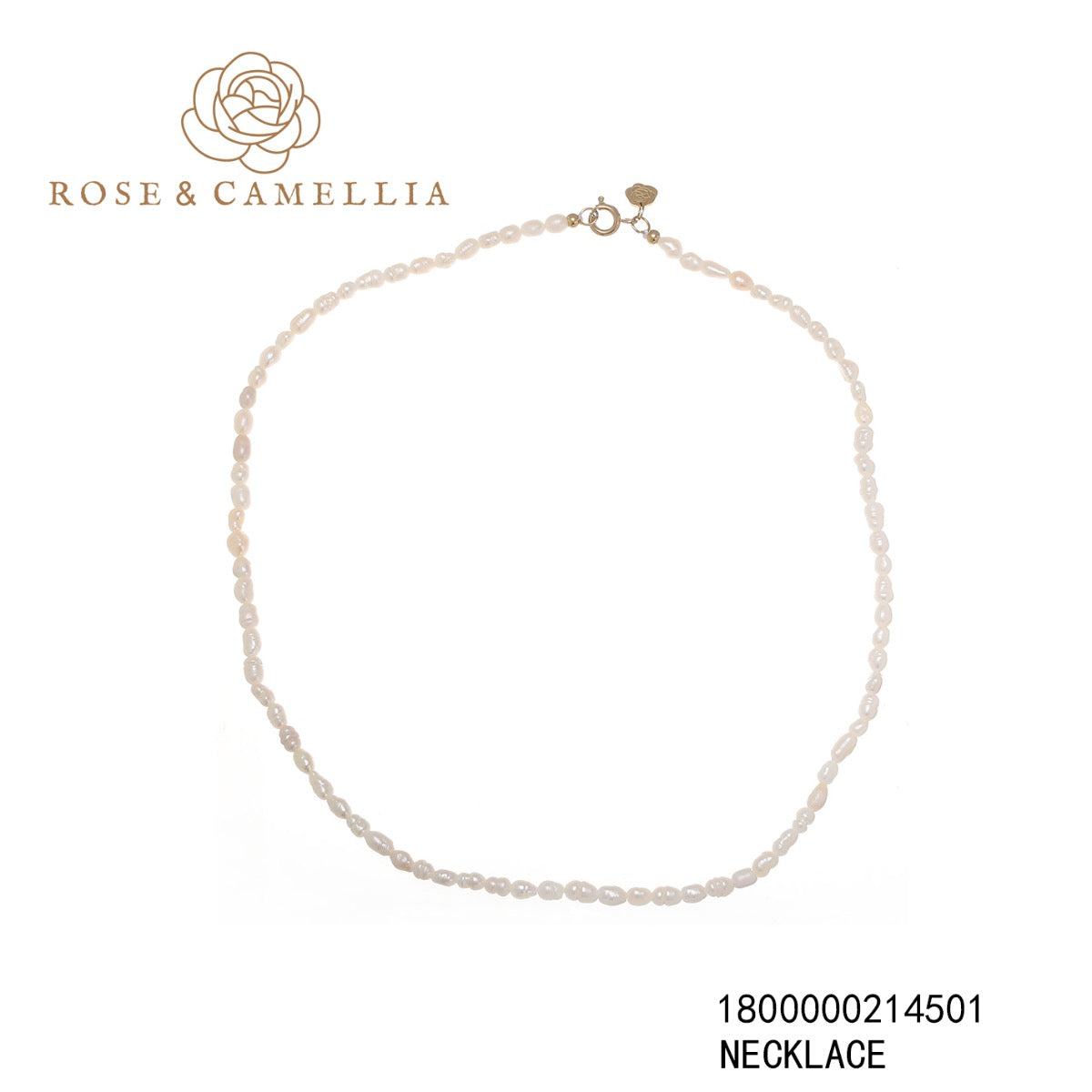 Rose en camellia necklace 40cm natural pearl small wit