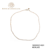 Thumbnail for Rose en camellia necklace 40cm natural pearl small wit