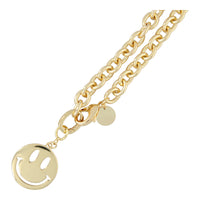 Thumbnail for Fushi KETTING METAAL SCHAKEL OVAAL DIK MET METALEN SMILEY BEDEL GOUD