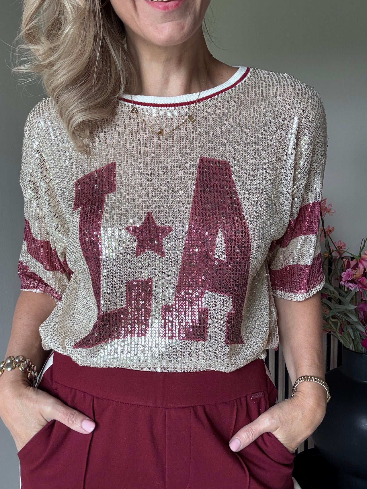 T shirt Los Angeles pailletten