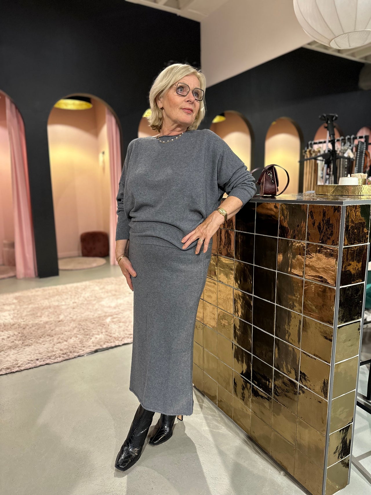 Kastgeluk cashmere mix rok