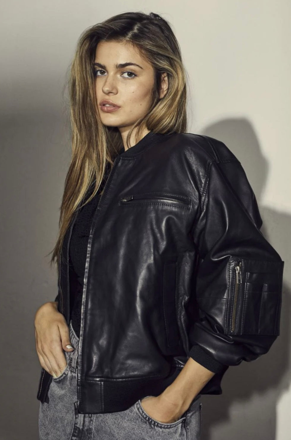 Co Couture Oversize leather bomber