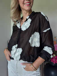 Thumbnail for Blouse rose embroidery