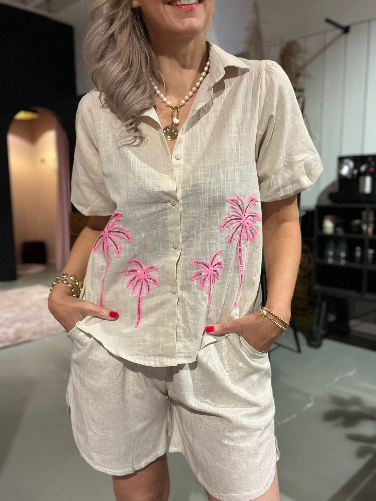 Kastgeluk Blouse palmtree