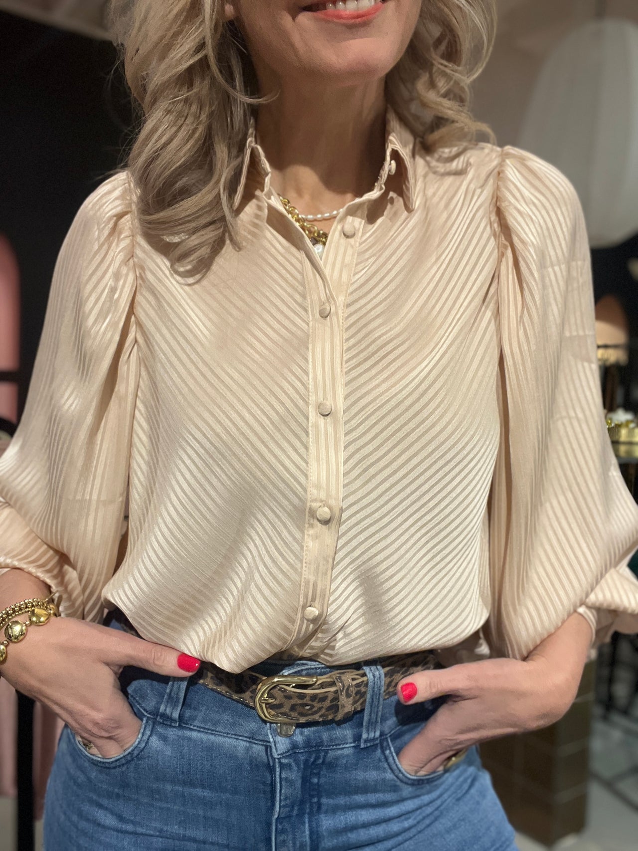 Kastgeluk blouse Sofie beige