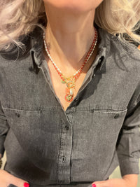 Thumbnail for KETTING 4MM STEENKRALEN ROOD MET CLIP EN BEDELS