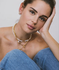 Thumbnail for Rose en camellia necklace 40cm natural pearl small wit