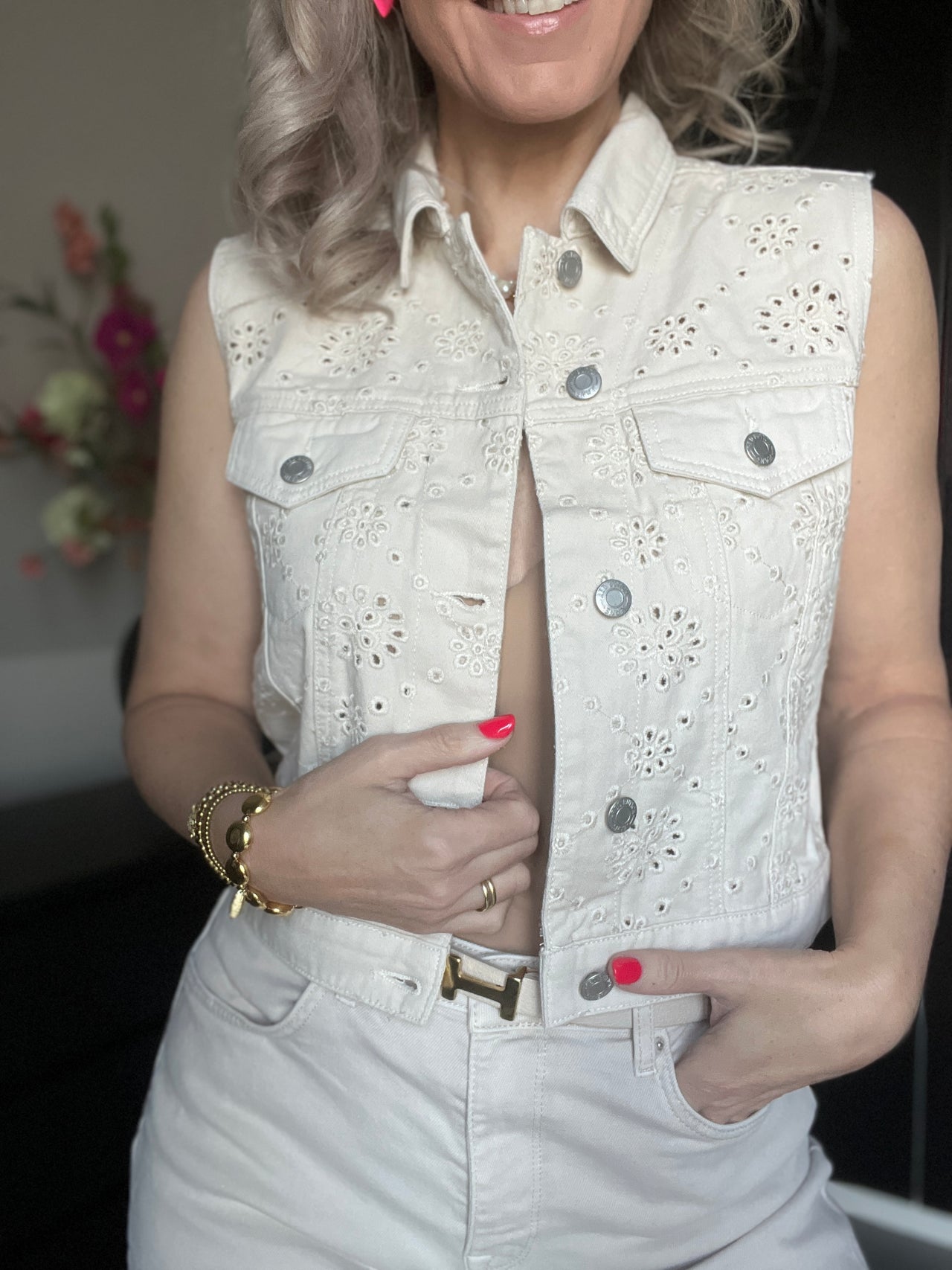 Red Button Joekie gilet broderie