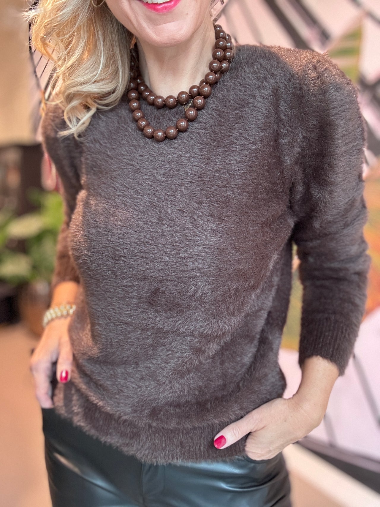 SRB4640 Fuzzy Puff Sleeve