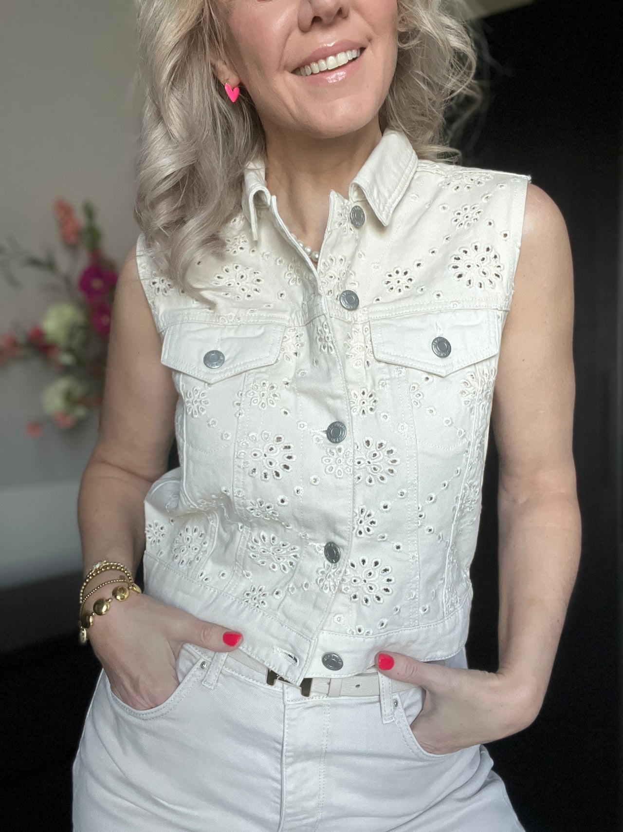 Red Button Joekie gilet broderie