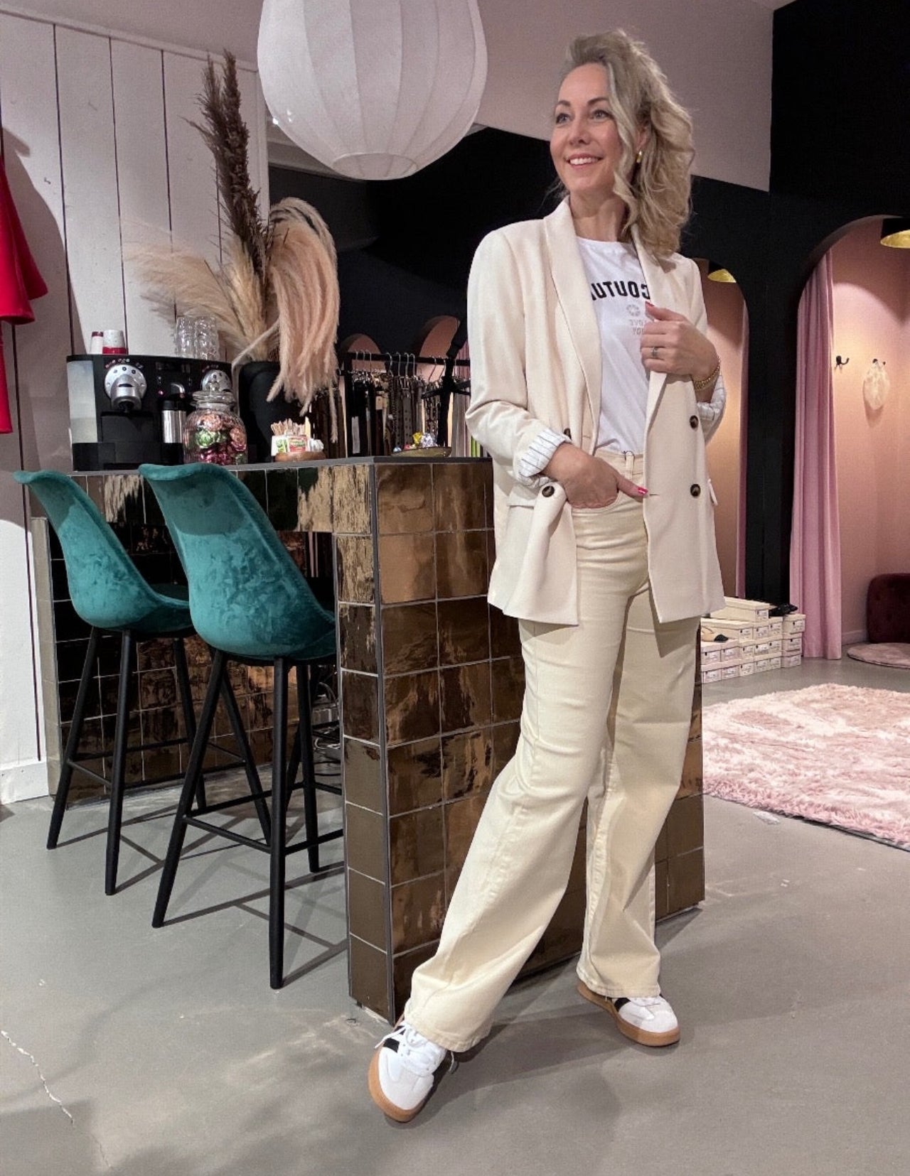 Co couture Long pleat pant bone