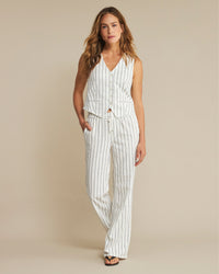 Thumbnail for Red Button gilet cotton linnen stripe