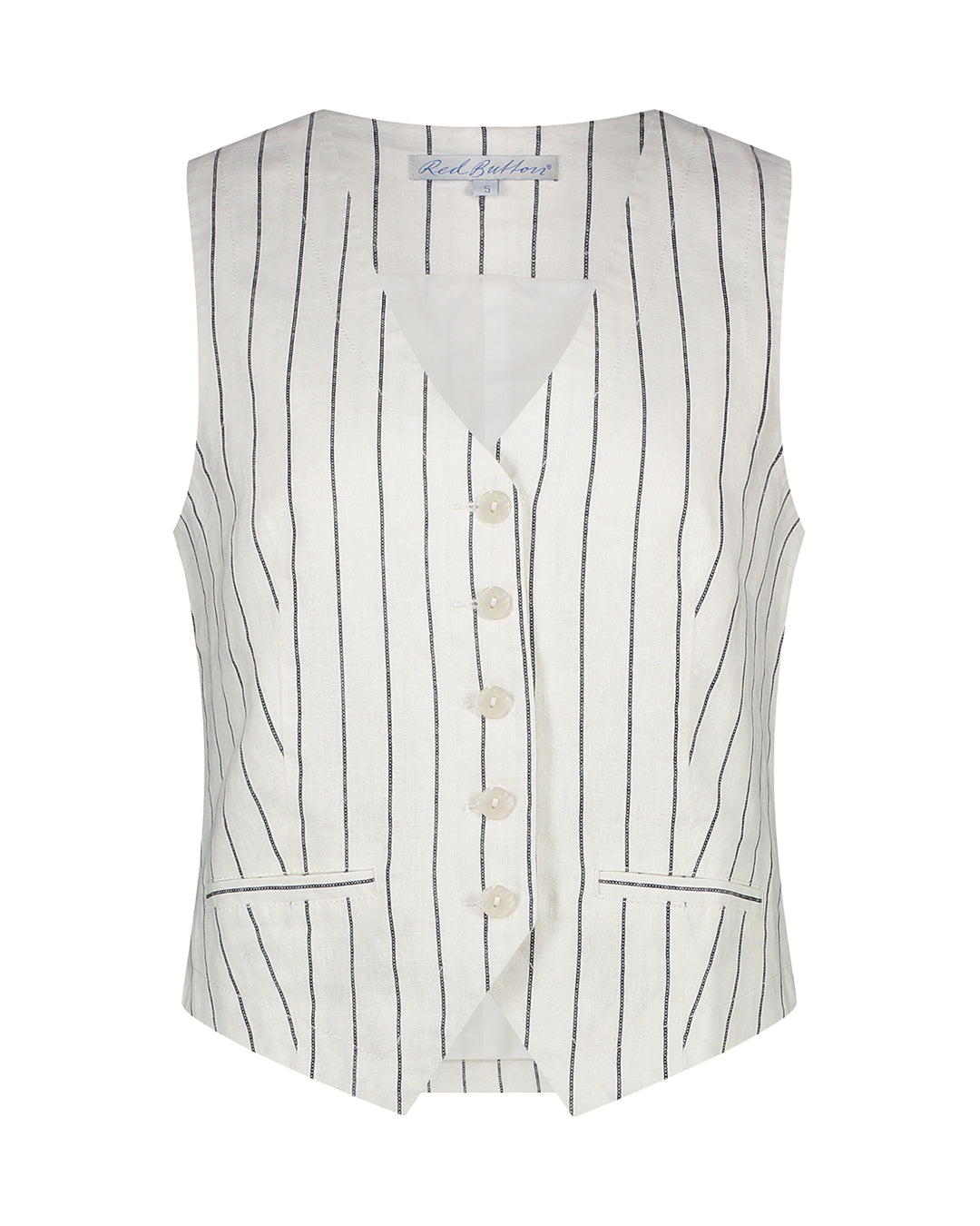Red Button gilet cotton linnen stripe