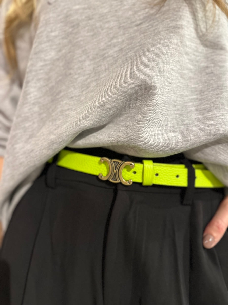 Kastgeluk classic small riem neon geel
