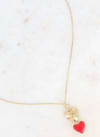 Thumbnail for Kastgeluk ketting met hartje rood