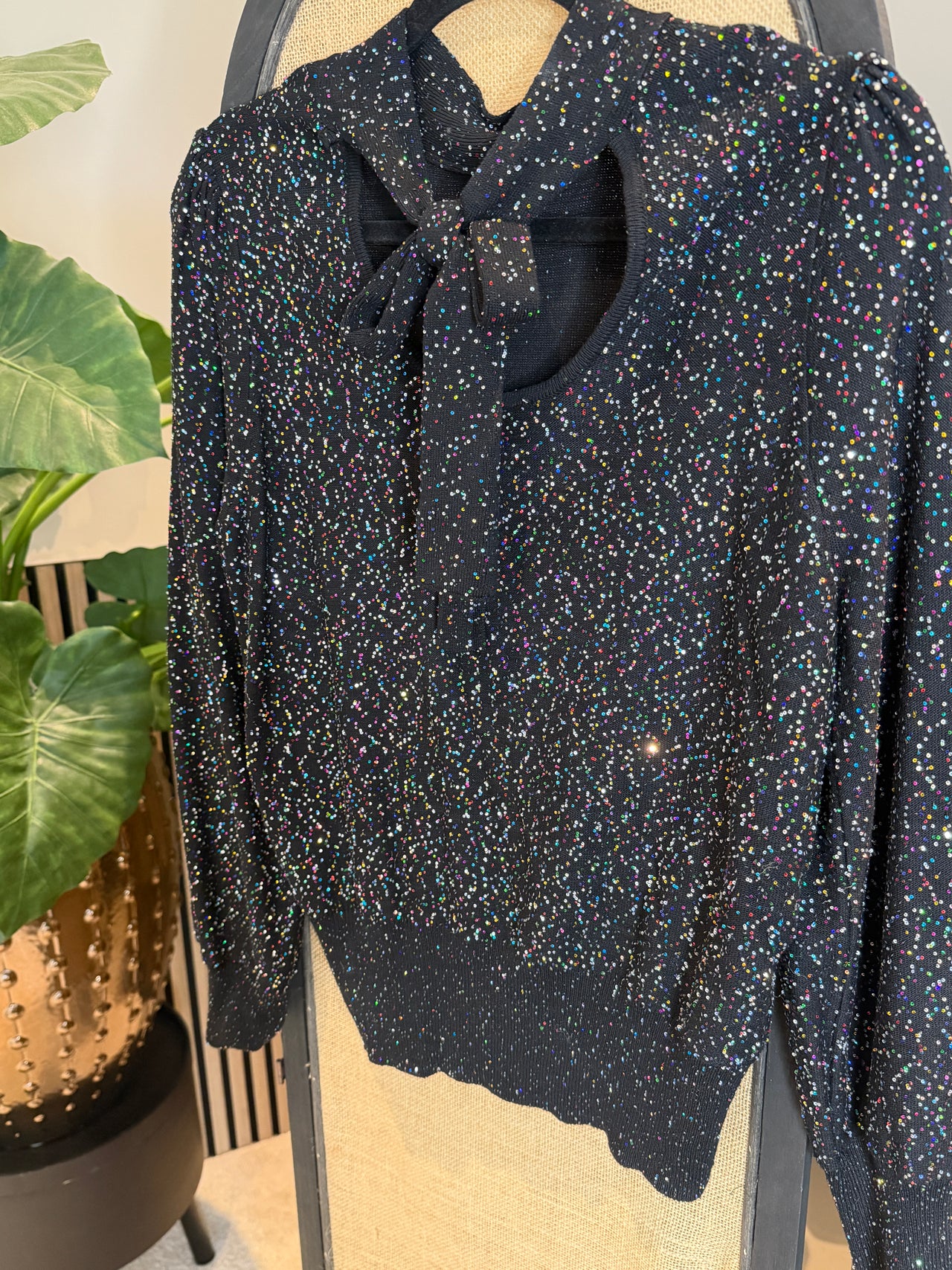 Karina's Vintage Top zwart met sparkle van Studio Anneloes maat s