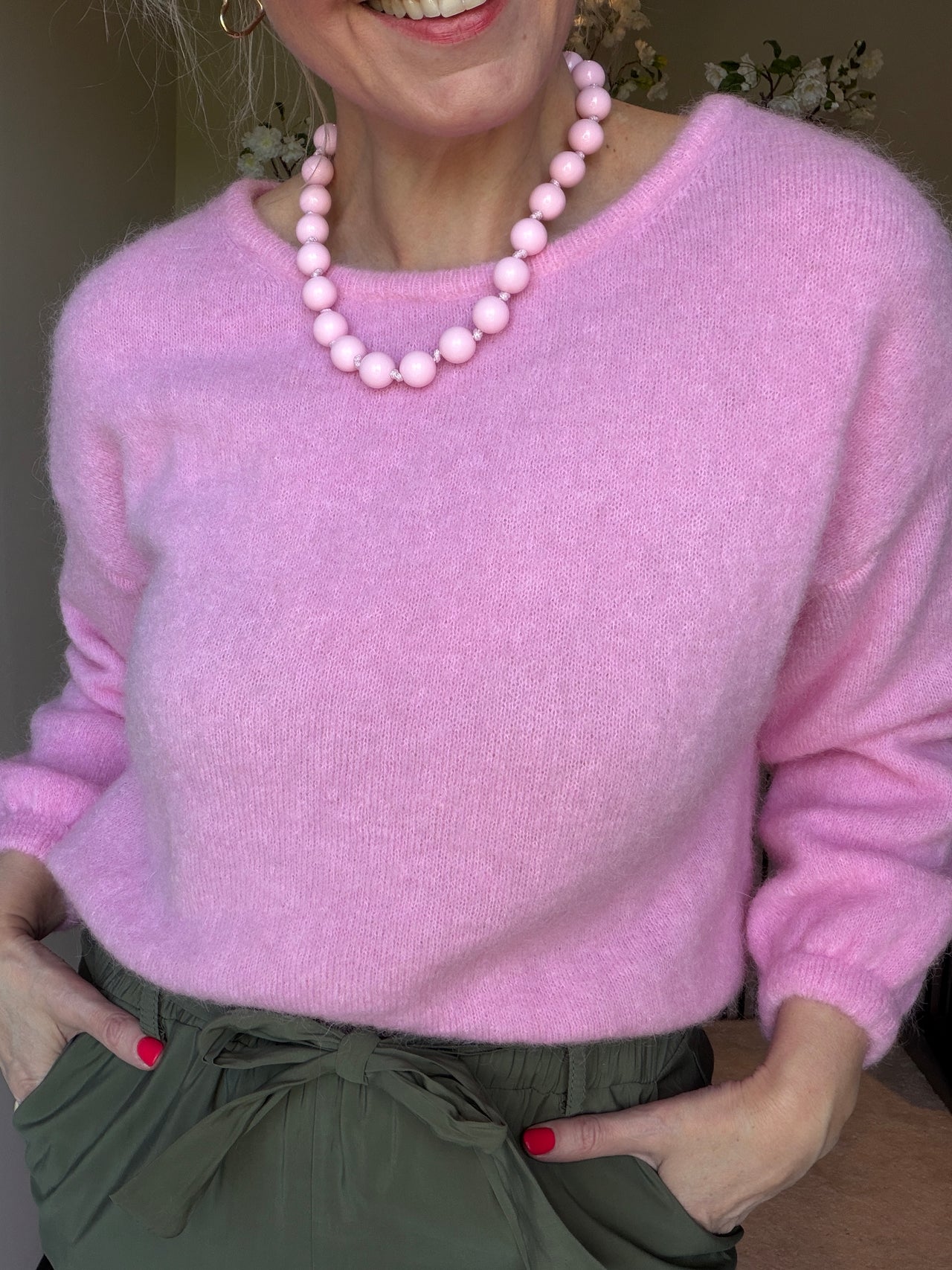Ketting kralen roze