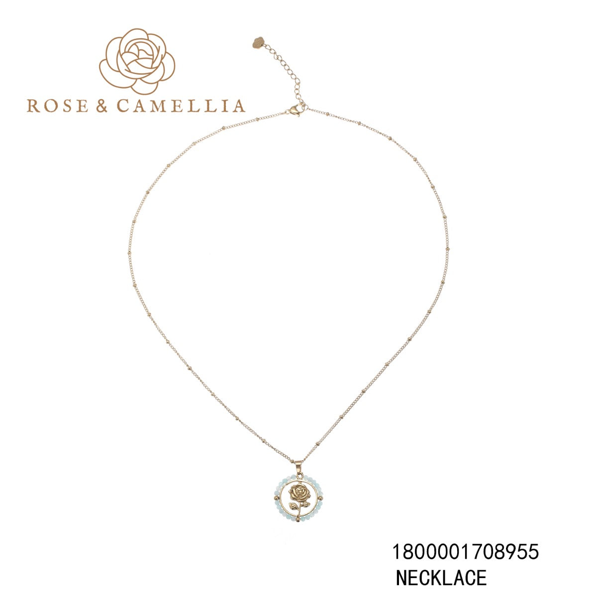 Rose en camellia necklace flower cirkel  goud