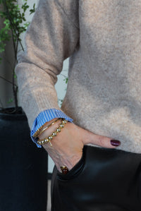 Thumbnail for Trui met streepjes blouse kraag en mouw