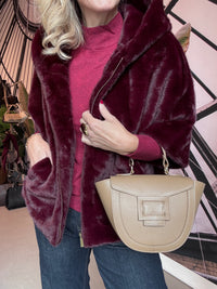 Thumbnail for Celia faux fur jacket burgundy