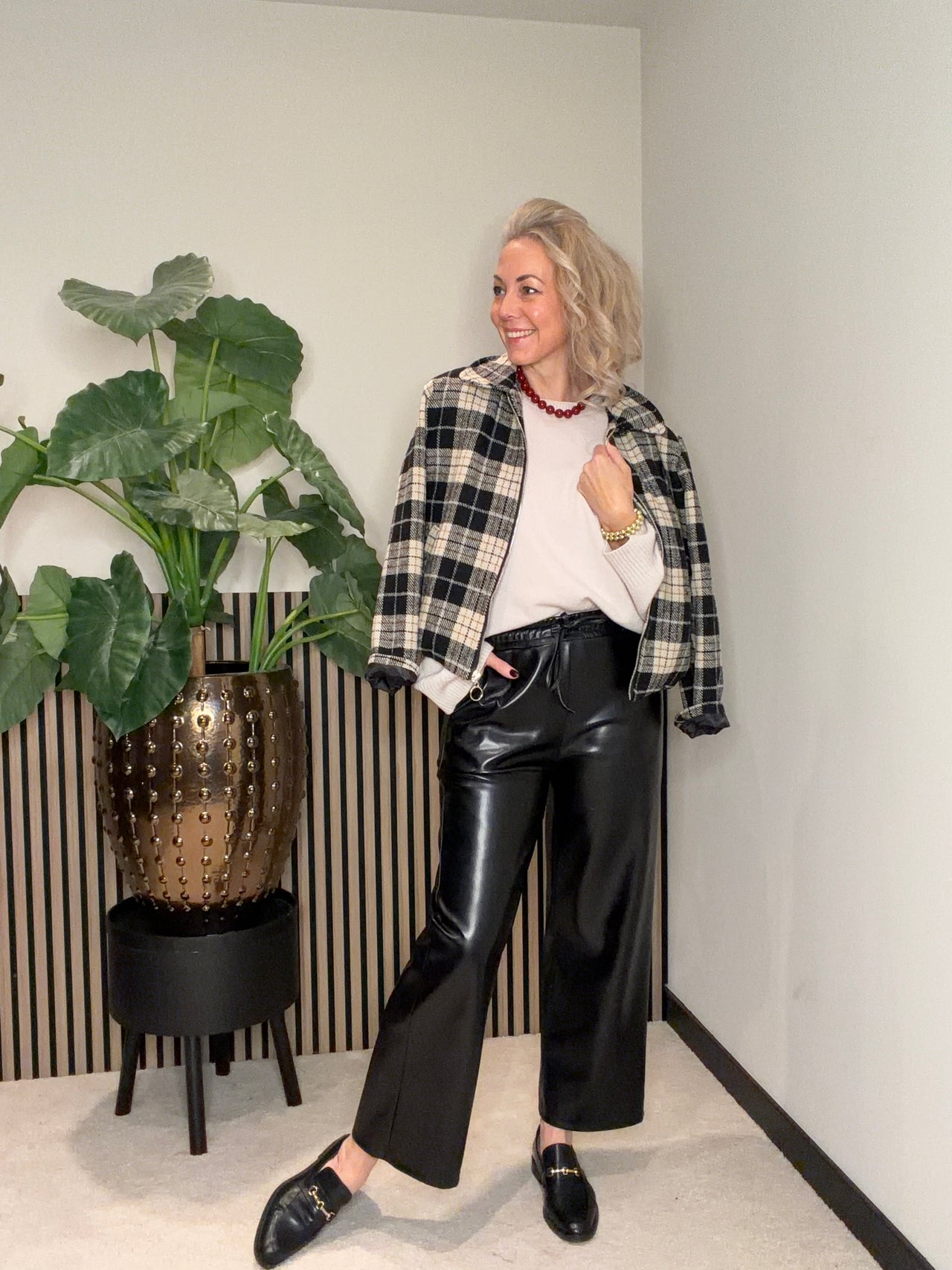 Faux leather straight