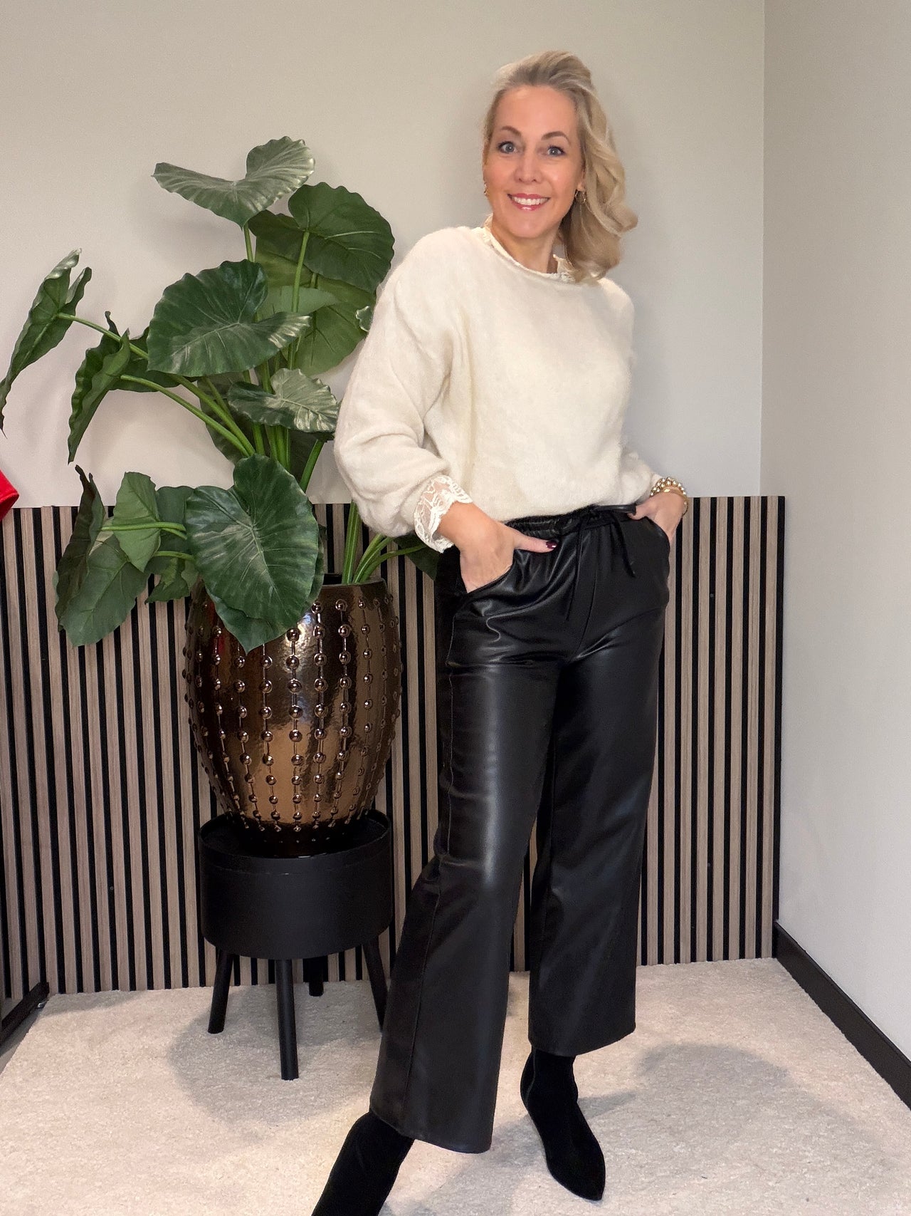 Faux leather straight