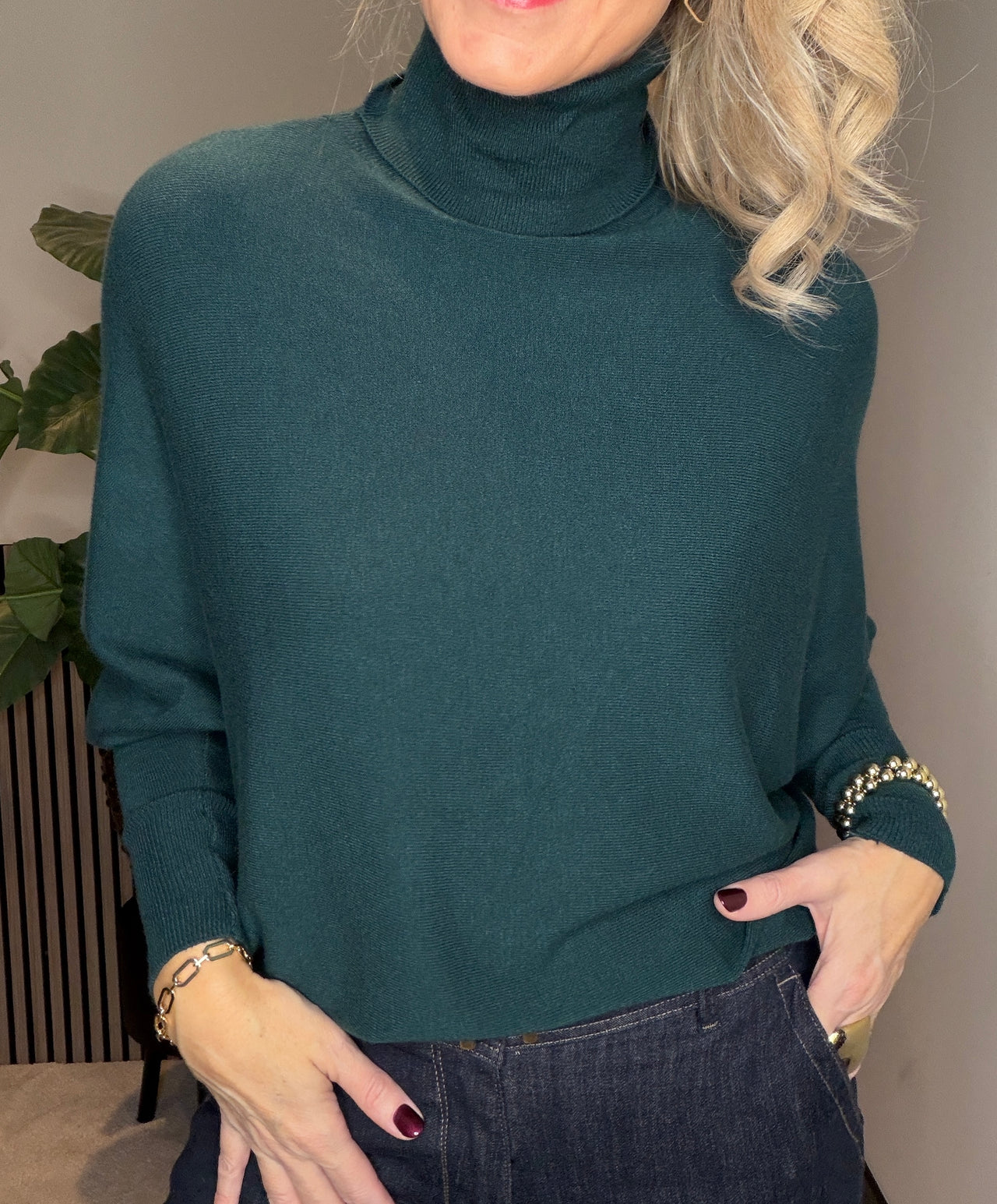 Oversized viscose fijn brei met col