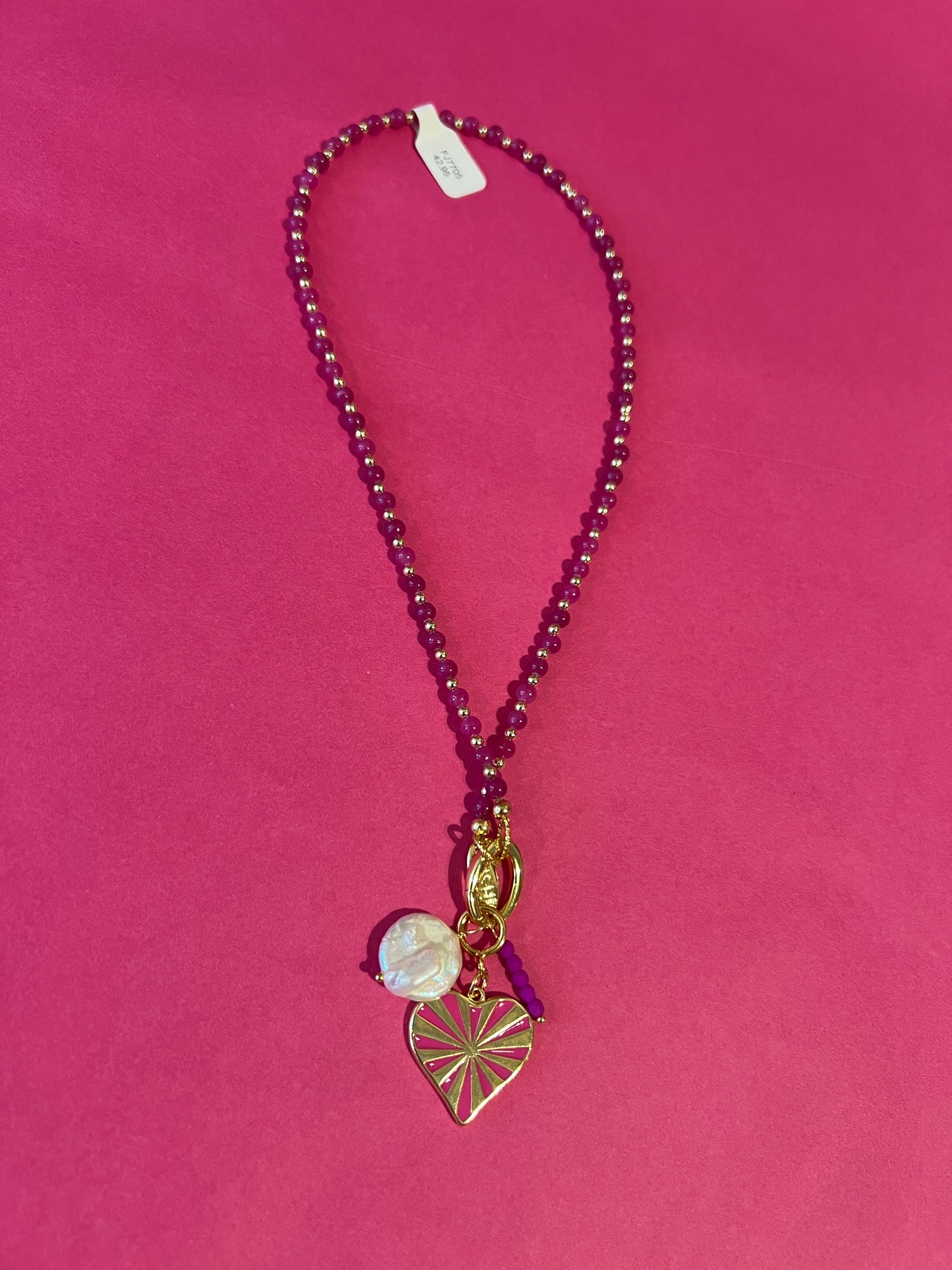 Fushi ketting 4 mm steenkralen fuchsia