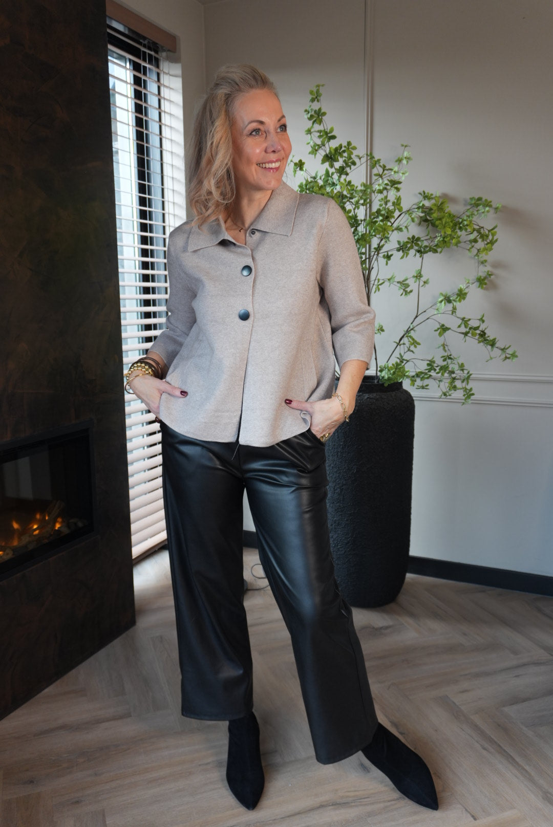 Faux leather straight