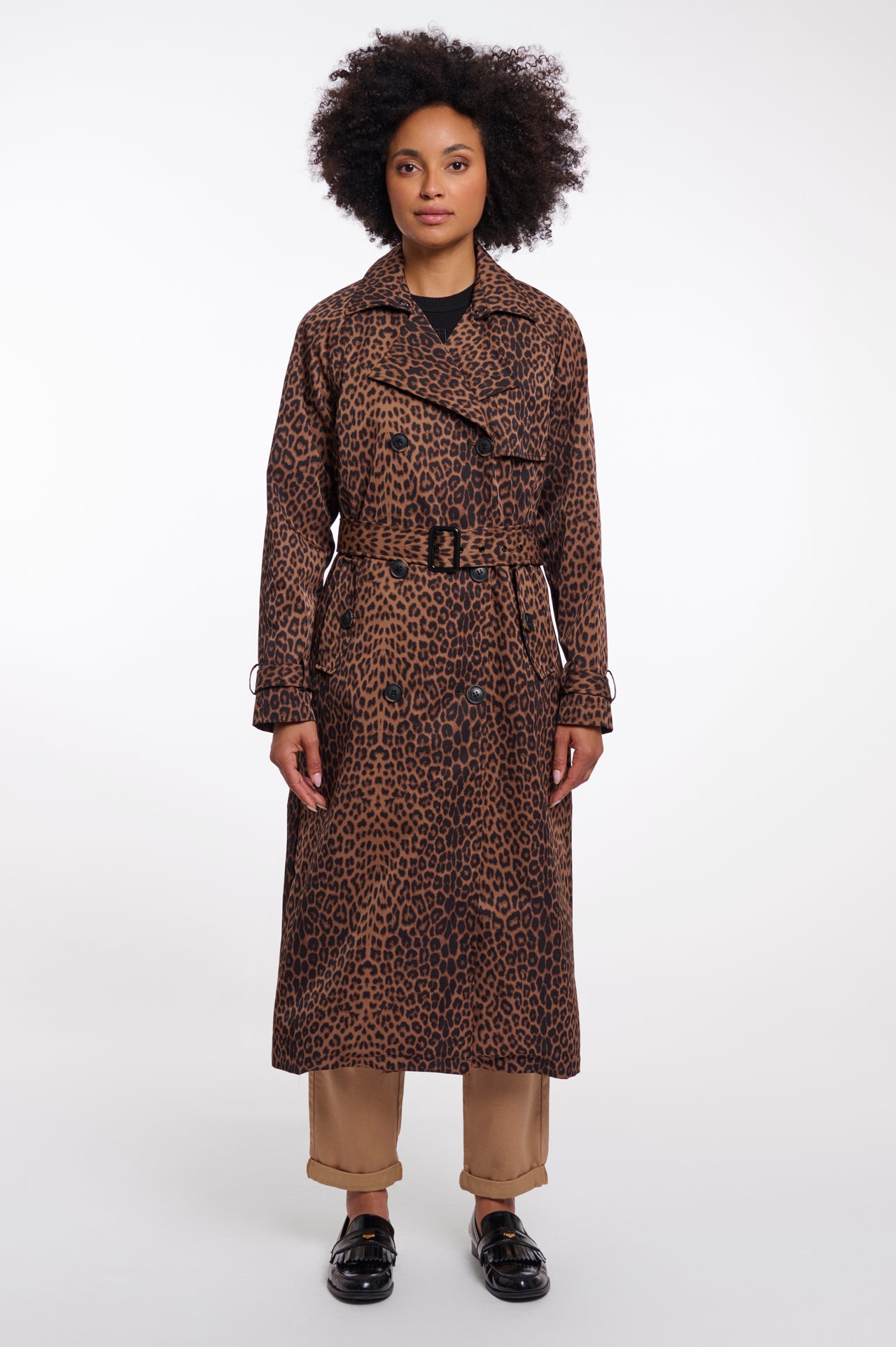 Double breasted coat leopard
