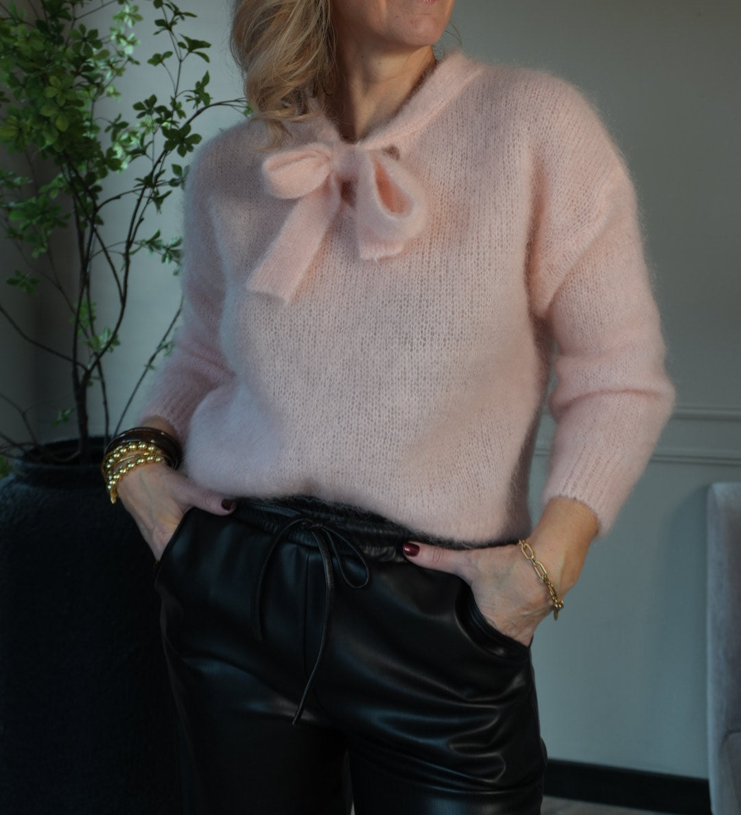 Chic mohair met strik 9229 Babyrose