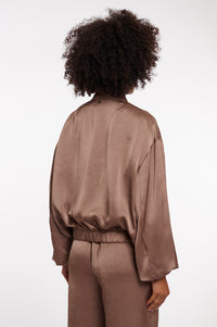 Thumbnail for Bomber jacket satijnlook taupe