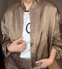 Thumbnail for Bomber jacket satijnlook taupe