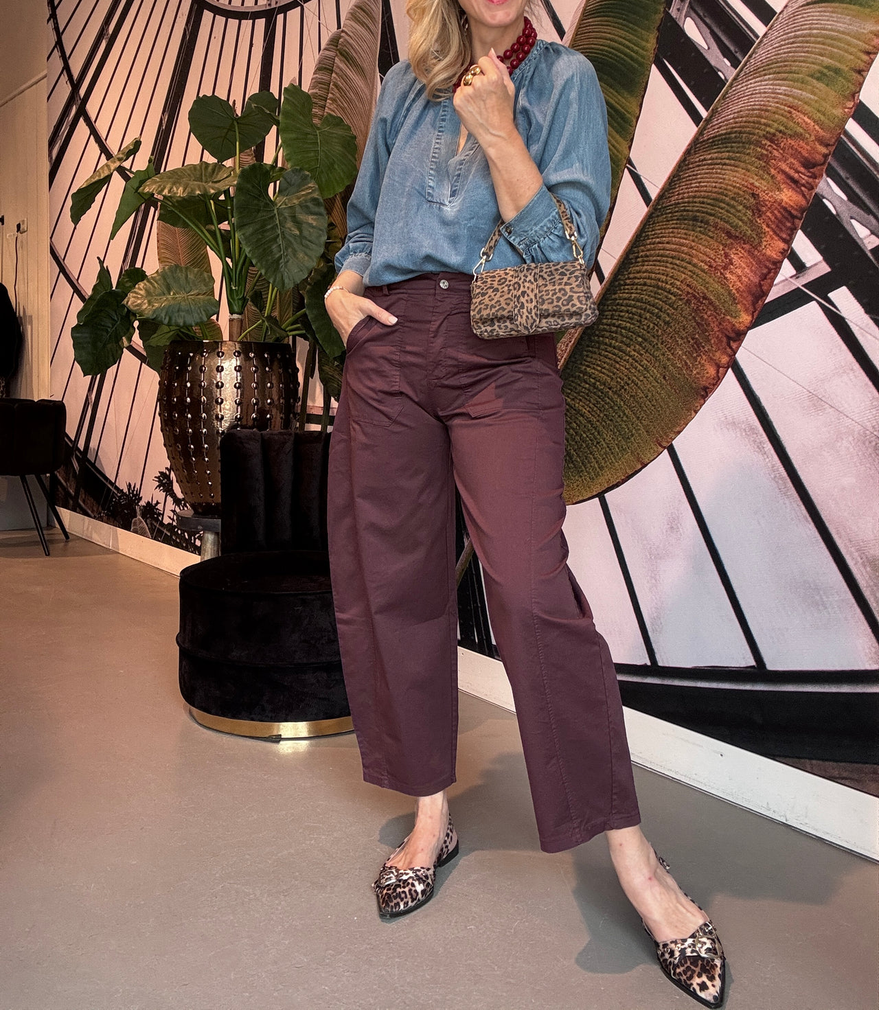 Pants ballon fit aubergine
