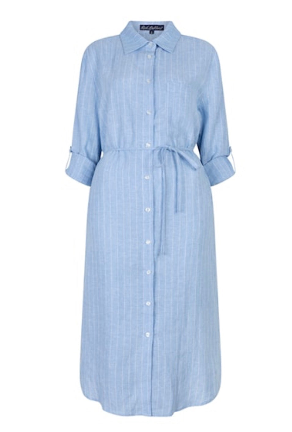Shirtdress linnen/viscose pinstripe blue