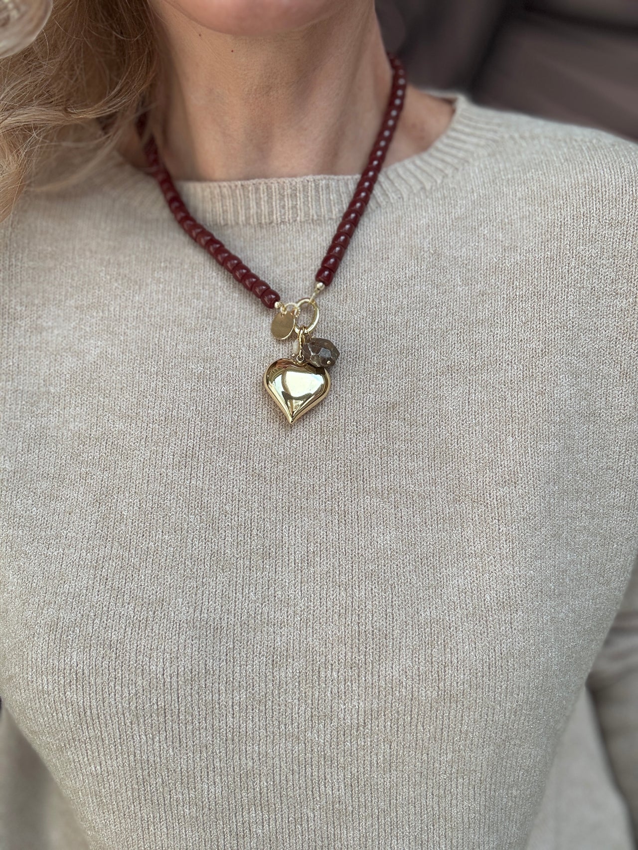 Fushi ketting hart bruin