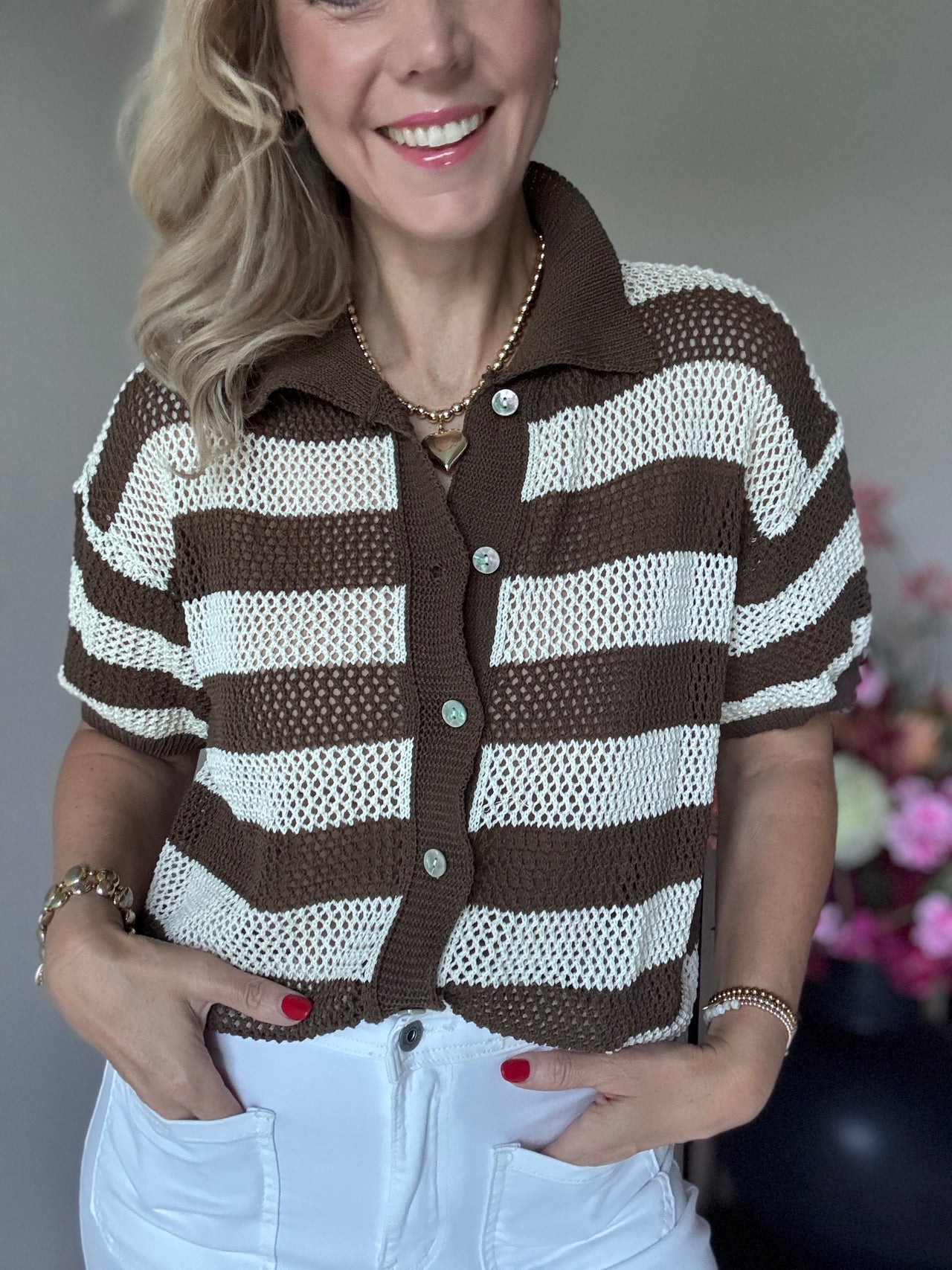 Vest v hals 100% cotton