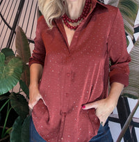 Thumbnail for Blouse strass bordeaux