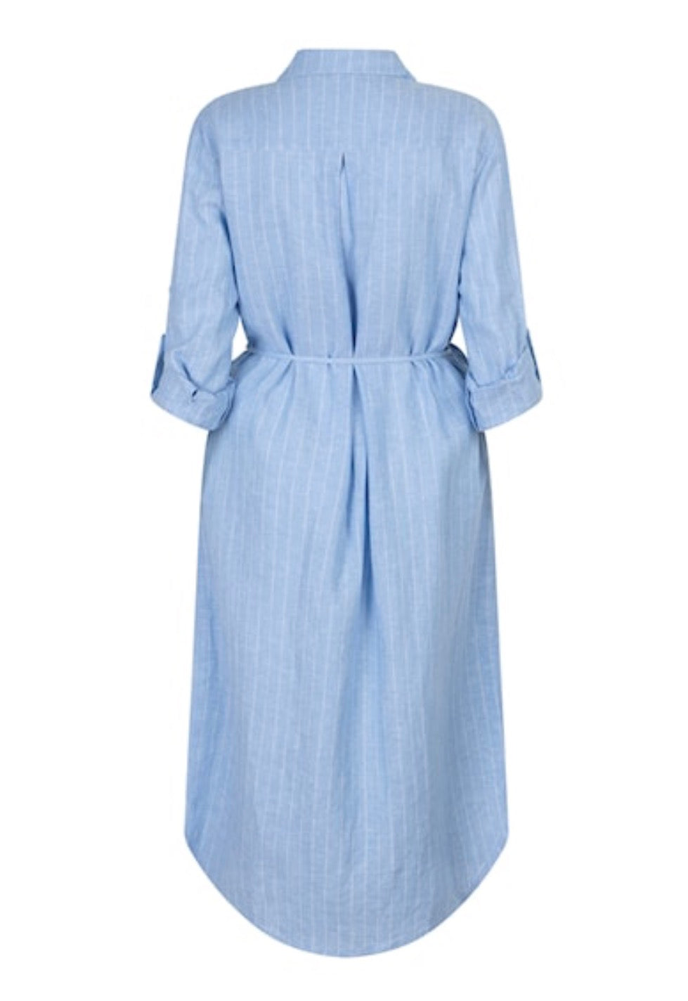 Shirtdress linnen/viscose pinstripe blue