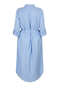 Thumbnail for Shirtdress linnen/viscose pinstripe blue