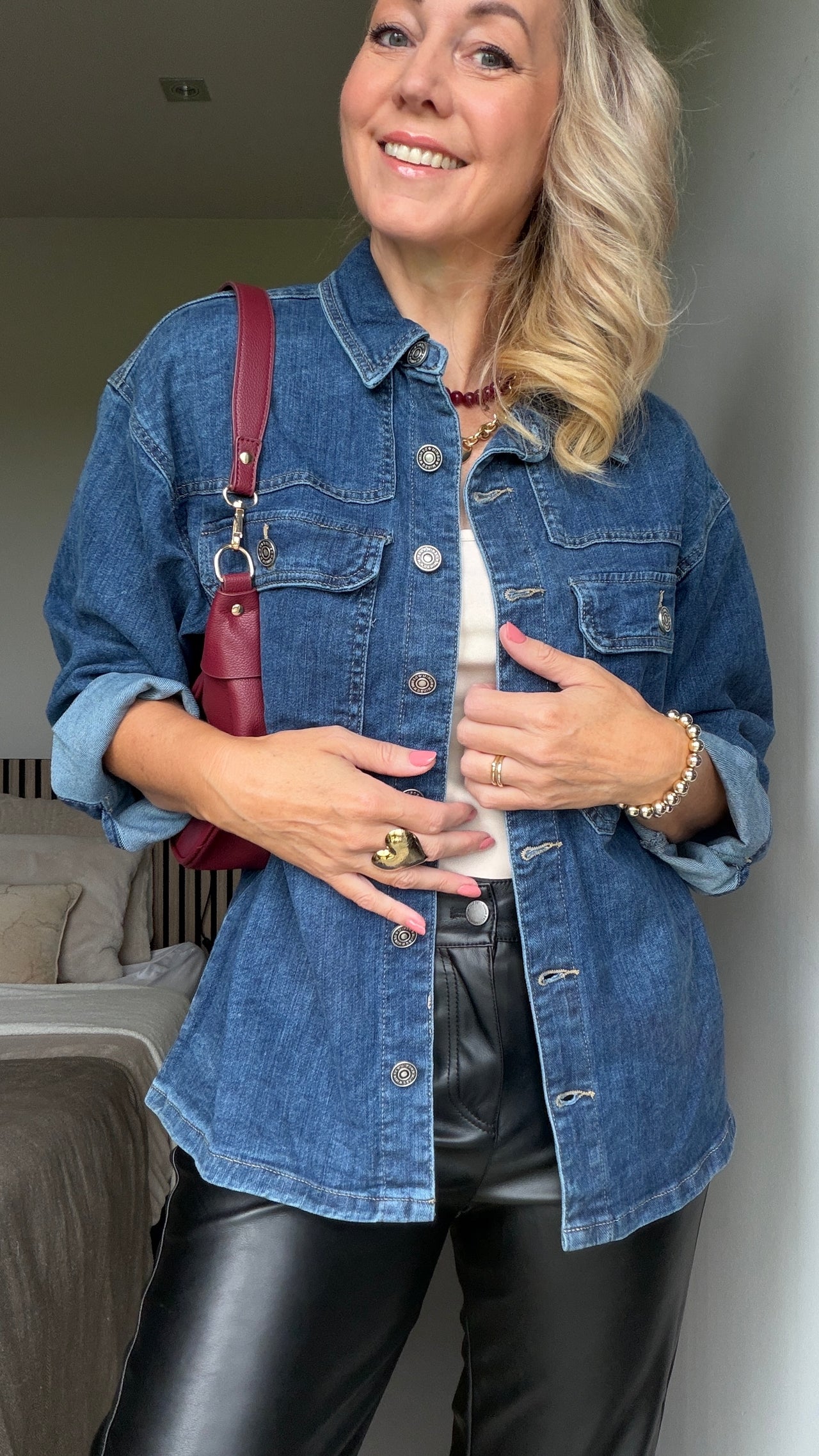 Denim Blouse Jacket - Mid Blue
