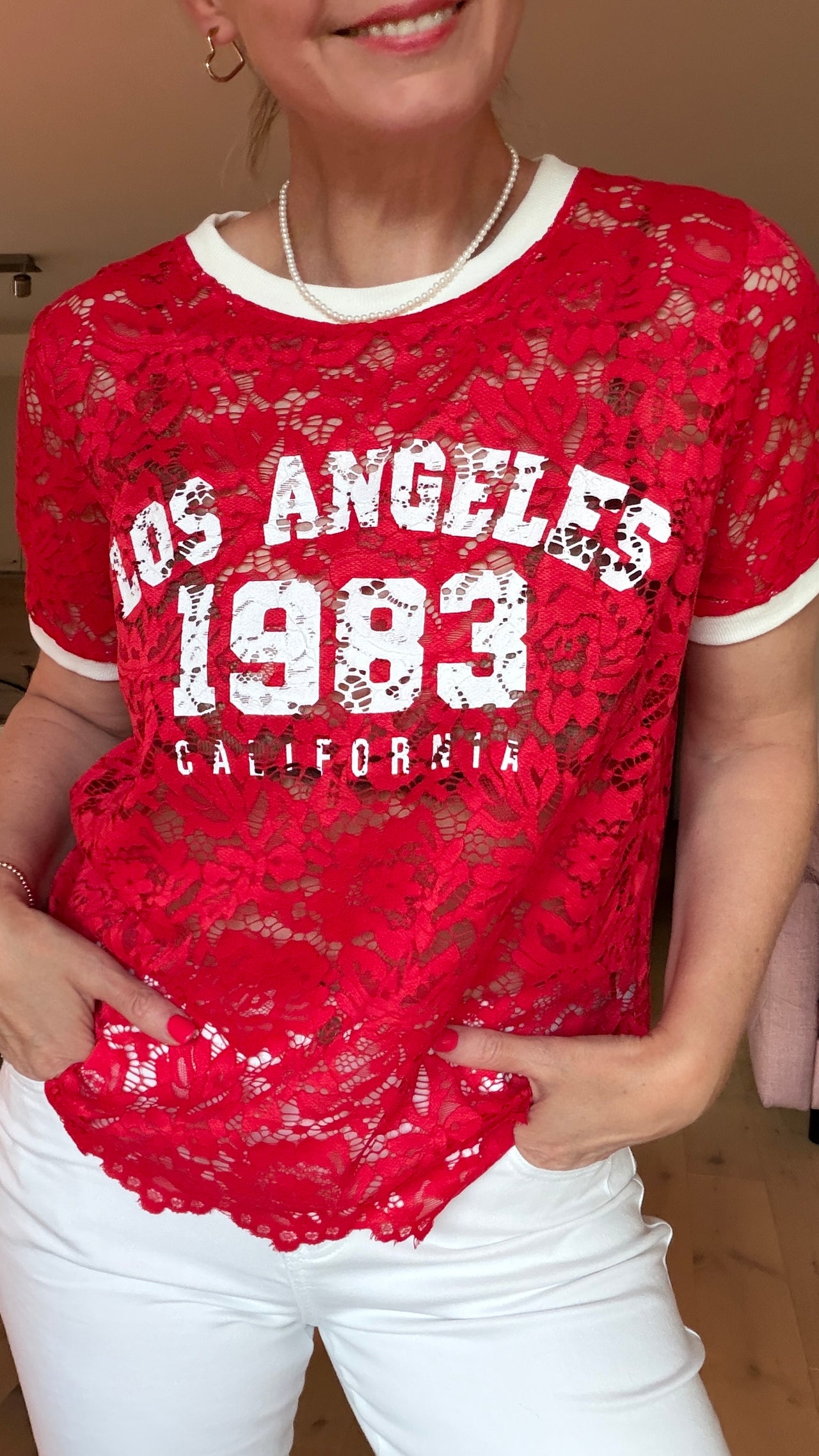 t shirt baseball kant rood
