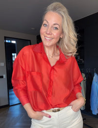 Thumbnail for Blouse ruimvallend zijde mix rood