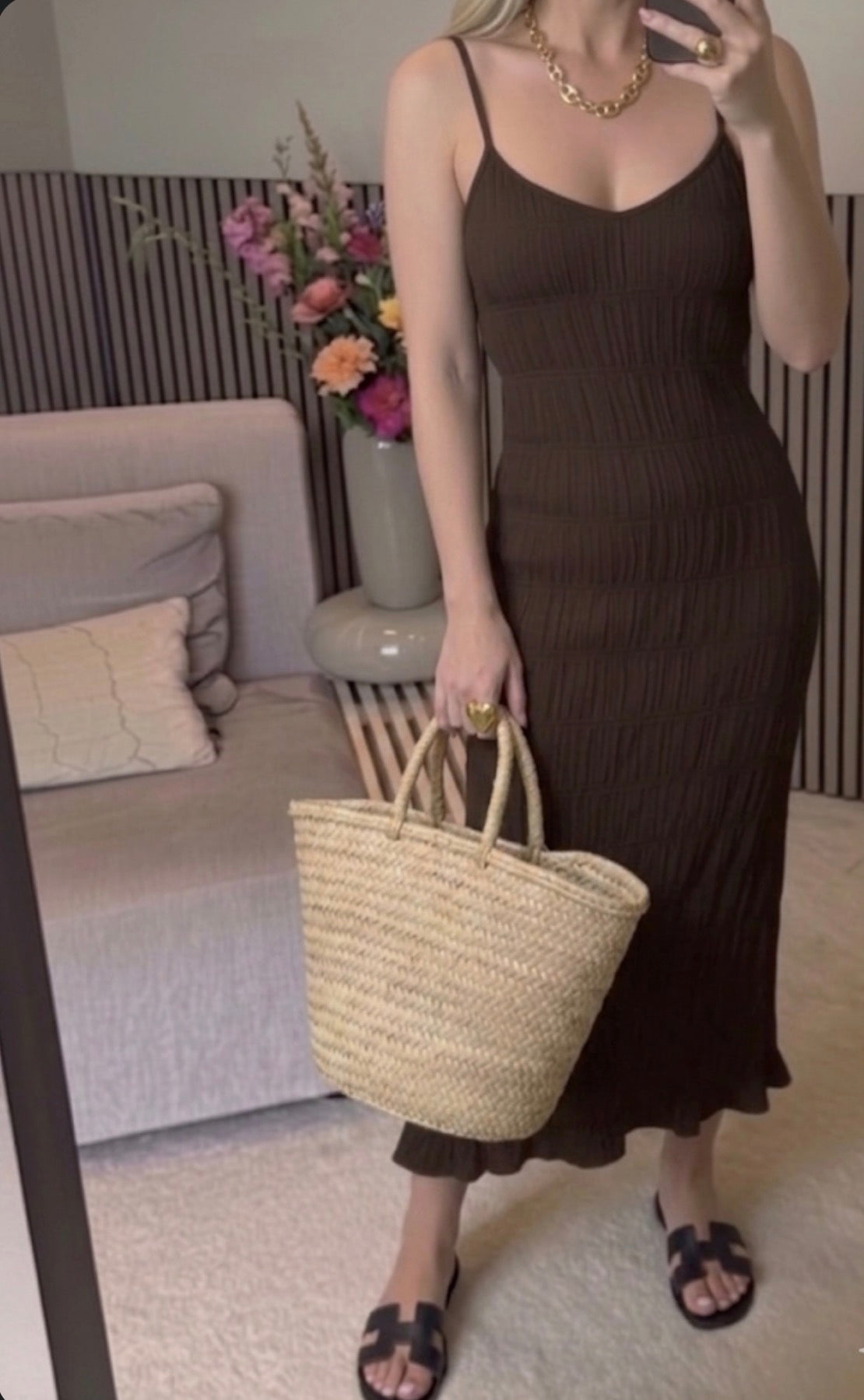 Plissé maxi dress