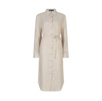 Thumbnail for Shirtdress linnen/viscose pinstripe zand