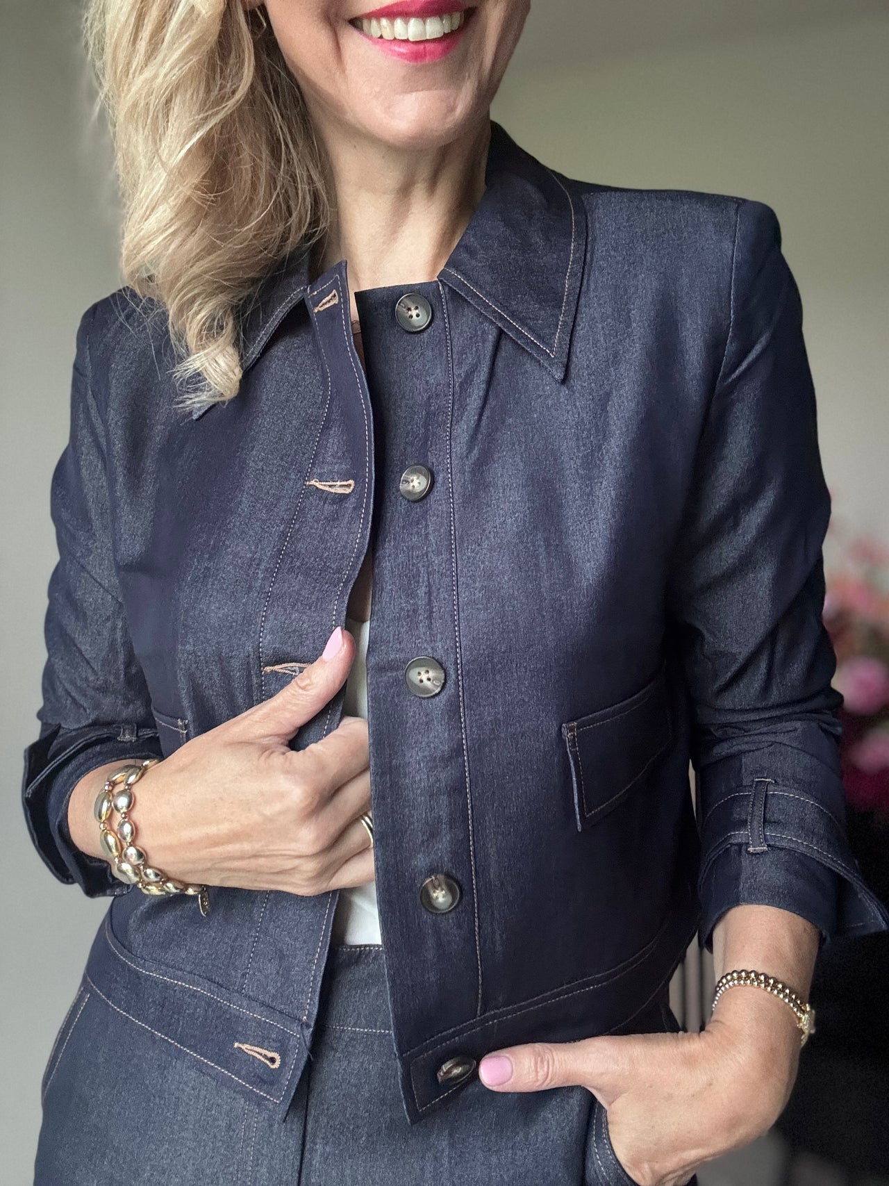 Terry denim jacket dark denim