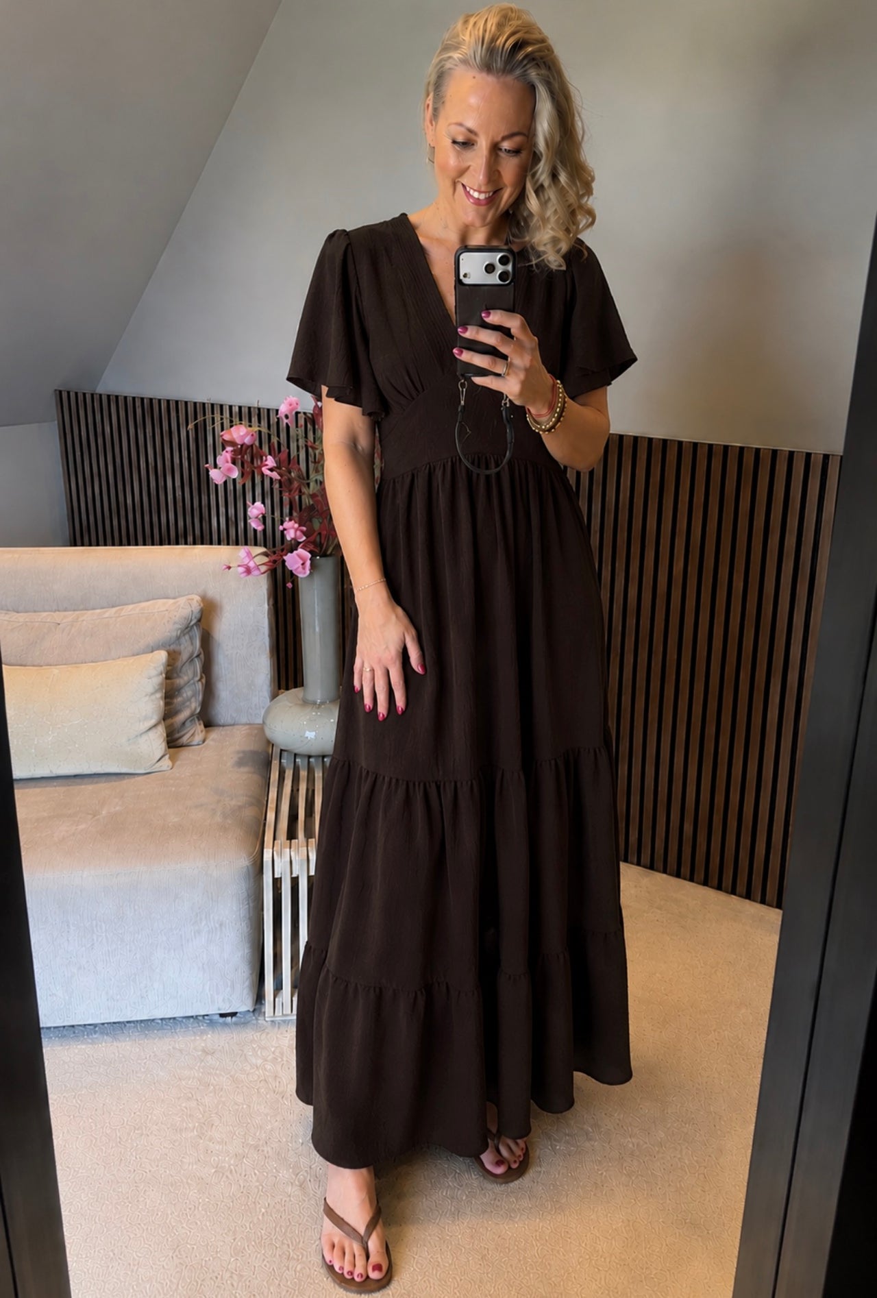 Jurk Rosa donkerbruin